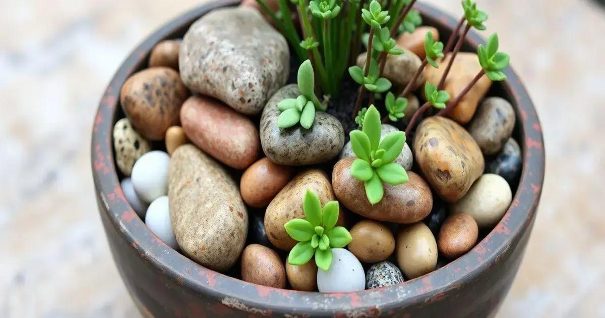 Layering Decorative Stones in Pots